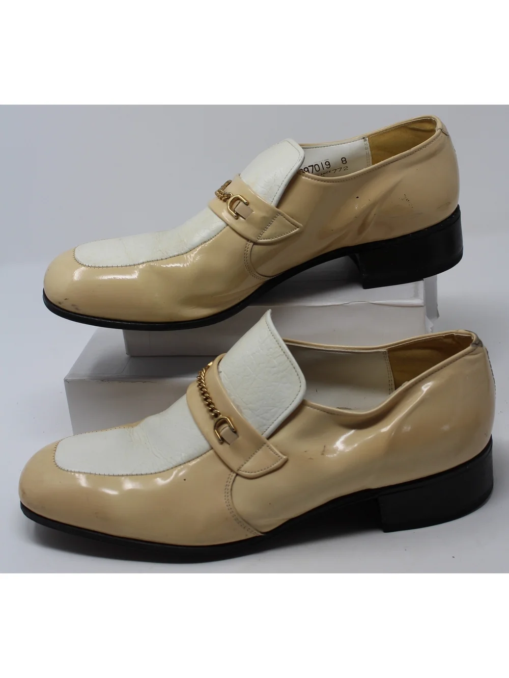 Vintage Weyenburg Men's Two Tone White & Cream Loafers Leather Shoes Size 8.5 D